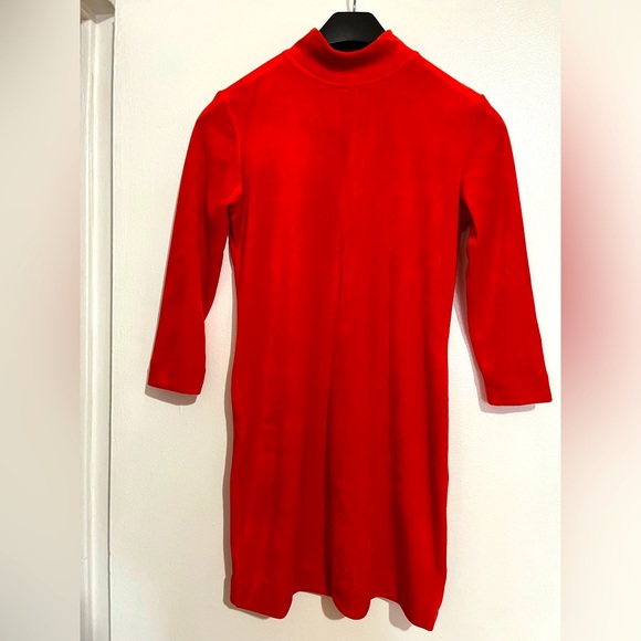 Red Velour Shift Casual Dress size XS - Picture 2 of 7